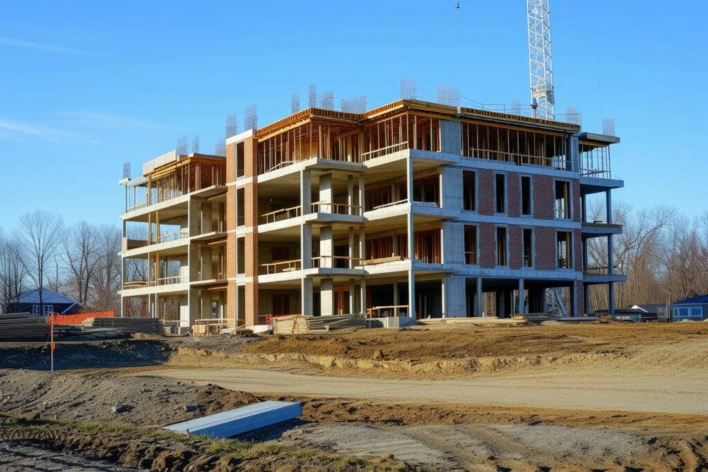 Modern building under construction – quality construction services